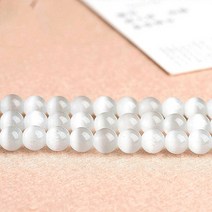 연화 천연 백색 캣츠아이 원석재료 6mm 481012 1줄, 단품