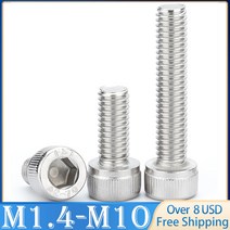 2/5/10/50pcs DIN912 M1.4 M2 M2.5 M3 M4 M5 M6 M8 M10 A2-70 304 스테인레스 스틸 육각 소켓 캡 나사 볼트, 10 M10  x2pcs_13 25mm
