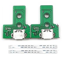 FainWan 2PCs JDS-030 교체용 충전 포트 어셈블리 12핀 PS4 듀얼쇼크 4용 마이크로 USB 어댑터 충전기 소켓 보드 커넥터 모듈 플레이스테이션 DS4 컨트롤러용