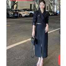 여성 봄 가을 하객원피스 앞트임 허리라인 소매버튼 정장 원피스 롱원피스 하객룩 77 패션 복장 사이즈 88 피로연 3월 웨딩룩 상견례옷 상견례룩 여행