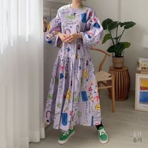 496878 여성 데일리 원피스 봄 여름 시크하고 모던 데일리의 그래피티 프린트 루즈 드레스 여성용 세련된 디자인 가을