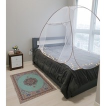 편리한 바닥일체형 원터치 모기장 싱글 퀸 침대 모기장텐트 1인용 스피드 대형 군밤이네, 체크형(라지킹-폭180)