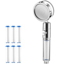 리빙아이 수압 마사지 360도 온오프 정수 필터 샤워기, 필터샤워기+필터(6개)