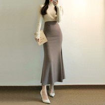 밍크 융 안감 스판 허리밴딩 차르르 인어 머메이드 롱 스커트