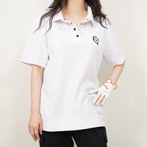 빅걸스토리골프 여성 빅사이즈 베이직 단추 카라 반팔 골프티