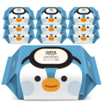 슈퍼대디 프랜즈 펭귄 유아물티슈 캡형, 10개입, 1세트
