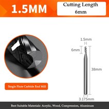 CNC 도구 목공 금속 알루미늄 PVC 밀링 커터 단일 플루트 인치 엔드밀 라우터 비트 조각 나선형, [03] 1563175D, [03] 10pcs