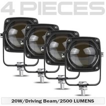 4k빔프로젝터 2500LM 8D LED 렌즈 바이크 오토바이 운전 빔 안개 램프 스포트라이트 20W 2 인치 트럭 오프로드 자전거 모토 자동차 용품, [04] 4PCS Black, 04 4PCS Black