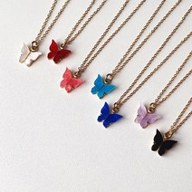 7컬러 컬러 펄자개 나비 써지컬스틸 체인 목걸이