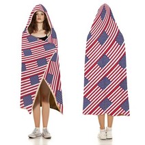 후드담요 입는 밍크 커스텀 예쁜 집순이 미국 프린트 슈퍼 소프트 후드 스타 스트라이프 캠핑 스로우 겨울 디자인 플란넬 침대보 소파 침대 커버