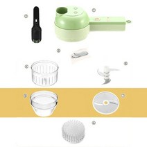 4 in 1 휴대용 전기 야채 슬라이서 세트 주방 다기능 마늘 분쇄기 자동 마늘 프레스 고기 분쇄기 도구, 녹색