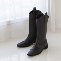 부츠 여자 2color 웨스턴 여성미들 통굽 여성 여성통굽 겨울 가죽 워커 예쁜