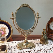 제우스갤러리 쁘띠 이태리 브라스 탁상거울 2종택1 엔틱소품도매 이탈리아엔틱소품 엔틱소품샵 유럽엔틱소품 엔틱탁상거울, 큰사이즈