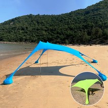 KFP 스탠드형 비치 텐트/LYCRA 그늘막 초간편 선쉐이드 2-3인용/4-6인용, (210x210cm), 블루