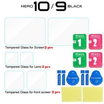 GoPro Hero 10 9 용 강화 유리 화면 보호기 커버 케이스 검정색 렌즈 보호 필름 Gopro Go pro 액세서리127674, 2 Box