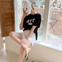 다잇템 여자 데일리 U넥 나염 엠비티아이 티셔츠