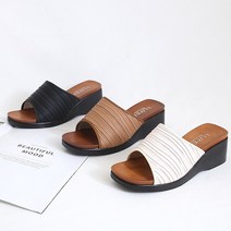프리티슈 국내제작 쿠션좋은 주름 셔링 웨지 키높이 사무실 슬리퍼 (5.5cm)