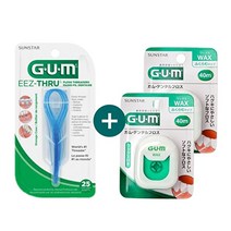 GUM 검 이지쓰루 치실고리-25입 (840) + 치실왁스 세트
