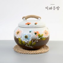 비채공방 분청 수선화 쌀독 쌀통 쌀항아리 현관 소금 항아리 4kg 잡곡 단지 쌀보관