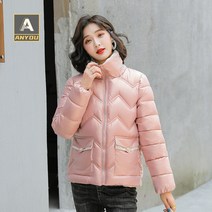 ANYOU 경량 다운 여자 쇼트 미니멀룩 한국 패션 믹스매치 겨울옷 2022 블랙 오리털 쇼트 코트 숏패딩