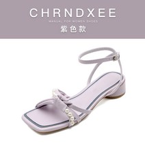 선녀풍 웨지힐 진주 프렌치 샌들 여 봄 여름 소탈 빈티지 무드 백매치 미디엄힐 패션화