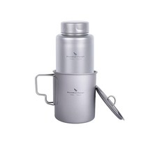 Boundless Voyage 티타늄 병 1L 싱글 레이어 스포츠 물병 750ml 냄비 컵 초경량 누출 방지 음료 용기 야외 캠핑 하이킹용 (Ti3013D 1팩), 1L bottle/750ml cup