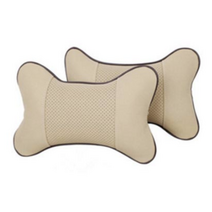 차량용 가죽 목베개 2개 고급형, 아이보리