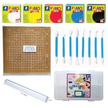 FIMO 피모 초보 세트/폴리머클레이 오븐점토 키즈, 키즈5색+눈금판+밀대+도구8종+보관함, 피모초보세트