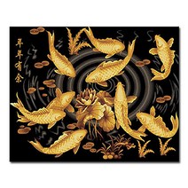DIY 캔버스페인팅 명화그리기 액자 그림 세트 유화 - 동물 40x50, A08_황금잉어(골드펄)