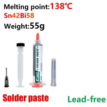 신형 무연 주사기 솔더 페이스트 납땜용 저온 플럭스 Led Sn42bi58 Sn63 Smd 수리 용접, [04] Sn42Bi58 booster