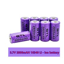 충전식 분무기 고압 압축 엔진 동력 연막 2800mAh 3.7V 리튬 이온 16340 배터리 CR123A LED 손전등 여행, [01] 3.7 볼트, [07] 30 PCS Battery