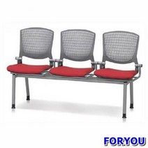 ForU751 3인용 연결의자 멜론 팔무 사출 쿠션 휴게실의자 약국의자 대합실의자 장의자, 그레이-블랙*본상품, 상세페이지 참조