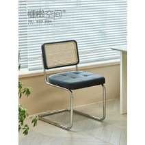 스테인레스 등나무 의자 세스카 체어 철제 다리 심플, 암리스 로그 컬러 + 그린 매트 쿠션