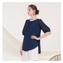 허밍 허밍 로맨틱 크레이프 블라우스_네이비