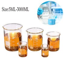 파이렉스 유리 비커 붕규산염 GG-17 눈금 화학 메스 3000ml-5ml, 05 200ml