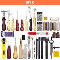 전문 손 바느질 가죽 공예 도구 키트 안장 그루버 스티칭 펀치 조각 작업 세트 DIY 액세서리용, SET K