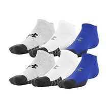 언더아머 성인 퍼포먼스 테크 노쇼 양말 멀티페어, 6, Royal Assorted (6-pairs)_Large