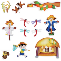 어린이집 유치원 가을 환경판 꾸미기 참새 잠자리 벼이삭 허수아비 다람쥐 초가집 감 단풍, 12. 단풍가지set