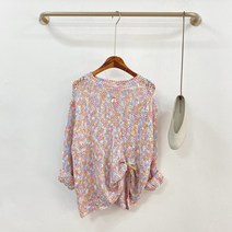 레인보우 오프숄더 라운드넥 루즈핏 그물 긴팔 니트 스웨터