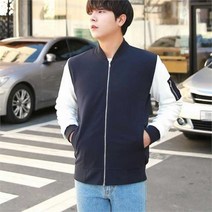 키작은남자 남자 배색 블루종