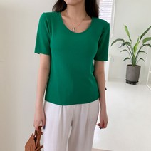 네쥬 봄 여름 라운드 무지 데일리 예쁜 반팔 티셔츠