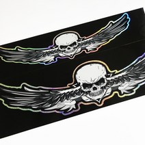 마이웨이카 차량 해골 홀로그램 데칼 스티커 (소형 대형) 오토바이 바이크 할리 데이비슨 화물차 자동차 차량용, 소형