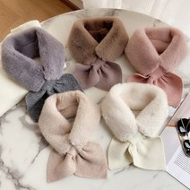 리본 무지 스타일 깔끔하고 귀여운 퍼 쁘띠 머플러