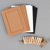 키알리 페이퍼프레임 종이액자 가랜드 혼합 10P 나무 집게 마끈 DIY세트 포토 보드 사진전시 종이 액자프레임, 사이즈, 중 10P