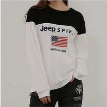 지프 지프 남여공용 성조기 프린트 맨투맨 GK2TSU818 화이트