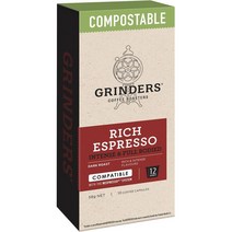 그라인더 커피 캡슐 리치 에스프레소 10개 Grinders Compostable Coffee Capsules Rich Espresso, 1팩