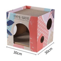 캣타워고양이 침대 집 스크래치 보드 더블 레이어 애완 동물 실내 종이 콘도 골판지 아마추어 장난감, 02 PS174-pink_01 30x30cm