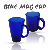 삼호 타이완 블루 유리 손잡이 머그컵, 375ml