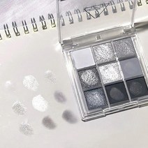 아이섀도우 9 색 블랙 스모키 쿨 톤 아이 섀도우 팔레트 금속 진주 광택 매트 실버 그레이아이섀도우 메이크업, [01] 01, 1개