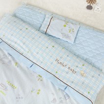 이지앤 오가닉 목화솜 신생아 아기이불세트, 테디베어블루